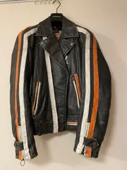 【即決価格】【美品】【DIESEL】ダブルライダースジャケット/XL/羊革/BLK/2005年