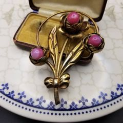 フランス蚤の市購入 ヴィンテージ 花束モチーフ ブーケブローチ 薔薇