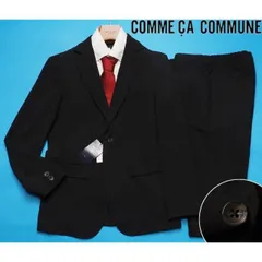 新品定価3.1万円 COMME CA COMMUNE コムサコミューン カラミ風メッシュ セットアップ スーツM黒(05) 01JG02