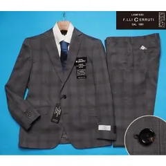 新品10.8万円 大手百貨店扱い 春夏『CERRUTI チェルッティ イタリア製生地』ウール100%  チェック柄 スーツA4灰(H) 1513871のサムネイル