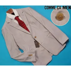 新品定価5万円 COMME CA MEN コムサメン リネンプリント ジャケットL薄灰(03) 15JG04