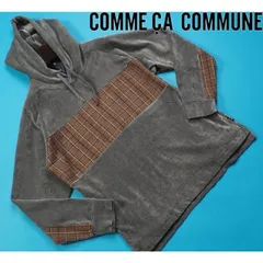新品定価0.9万円 COMME CA COMMUNE コムサコミューン シェニールヤーン チェック切り替え プルパーカM灰(29) 15CE03のサムネイル