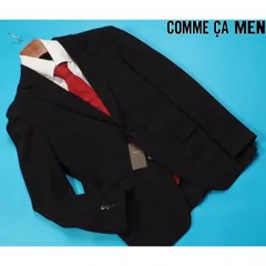 新品サンプル定価4.9万円 COMME CA MEN コムサメン 泉州編み和紙カノコ シングルテーラードジャケットM黒(05) 14JK07
