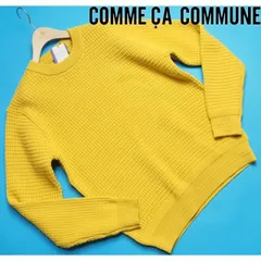 新品定価0.8万円 COMME CA COMMUNE コムサコミューン ウォッシャブル ワッフル クルーネック ニットM黄(18)15KI07のサムネイル