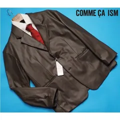 新品定価1.9万円 COMME CA ISM コムサイズム フェイクレザー ジャケットL茶(17) 23JA02