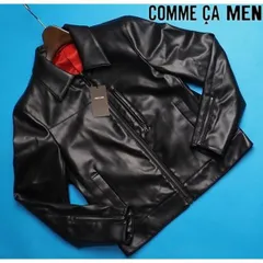 新品定価7.2万円 COMME CA MEN コムサメン エコレザー ライダースブルゾン/ジャケットM黒(05) 23BE02