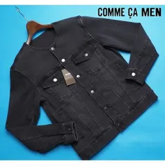 新品定価4.2万円 COMME CA MEN コムサメン 岡山デニム ノーカラー デニムジャケットL黒(05) 23BC17