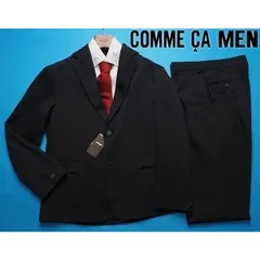 新品定価7.5万円 COMME CA MEN コムサメン 秋冬 中空ポリエステルカルゼ セットアップ スーツM黒(05) 15JA06