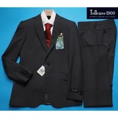 新品9.7万円 大手百貨店扱い 日本製 春夏『Tollegno トレーニョ 伊製生地』ウール100% ストライプ スーツYA7濃灰(H) 1700881