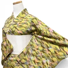 小紋　抽象模様　くすみカラー　お洒落　着物　123b d ms