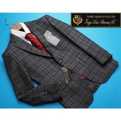 新品9.6万円 大手百貨店扱い 日本製 秋冬『Loro Piana ロロピアーナ FOUR SEASONS 伊製生地』絹毛カシミヤ ジャケットA8灰(C) 3252650