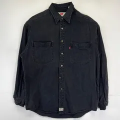 古着 リーバイス Levi's 長袖シャツ デニムシャツ ボタンフライ 胸ポケット レッドタブ  金具ボタン シャツジャケット M  ブラック メンズ