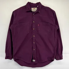 古着 リーバイス Levi's 長袖シャツ レッドタブ ボタンフライ 金具ボタン 胸ポケット デニムシャツ M  パープル メンズ