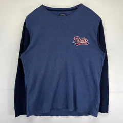 古着 ポロ・ラルフローレン POLO RALPH LAUREN 長袖Tシャツ 大きいサイズ サーマル ロゴワッペン ワッフル生地 2XL  ネイビー メンズ