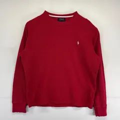 古着 ポロ・ラルフローレン POLO RALPH LAUREN 長袖Tシャツ サーマル ワッフル生地 ワンポイントロゴ L  レッド メンズ