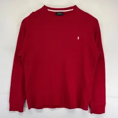古着 ポロ・ラルフローレン POLO RALPH LAUREN 長袖Tシャツ サーマル ワッフル生地 ワンポイントロゴ XL  レッド メンズ