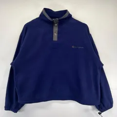 古着 90's/90年代 チャンピオン Champion フリースジャケット 大きいサイズ スナップボタン プルオーバー バック刺繍 2XL  パープル メンズ
