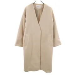 a day in the life アデイインザライフ ウールブレンド ノーカラー ロングコート 36 ベージュ ユナイテッドアローズ レディース 古着