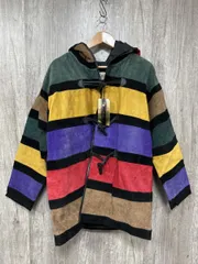 美品 ヴィンテージ 希少 タグ付 古着 定価138000円 レザー クレイジーパターン ダッフル コート マルチカラー  ◆■◎レディース