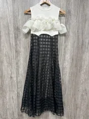 mily bilet ミウィビレット チュールフリルドッキングノースリーブワンピース Aライン ワンピース sizeM/白ｘ黒 ■◆ レディース