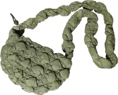 Crossmarbery(クロスマーベリー) ミニショルダーバッグ レディース 斜めがけ 軽量 ナイロン 小さめ 可愛い おしゃれ キルティング 上品 ふわふわ 2way チャック付き ファスナー 軽い 大人 半月 カジュアル (カーキ)