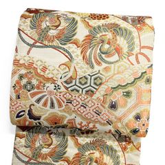 袋帯 未着用 全通 横縞 水彩 抽象模様 グラデーション 着物 064a p