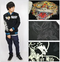 ED HARDY エドハーディー スウェットジャケット フェルト×ラインストーンデザイン イーグル [A0COBQDX] B系 HIPHOP ed hardy エド・ハーディー ヒップホップ