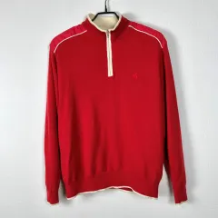 キム・ヨンジュ / ゴルフ ハーフジップアップ レッド ニット メンズL 100 / ラデン