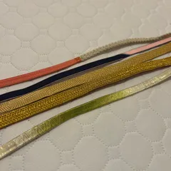 カラフル オレンジ/ピンク/ゴールド/黄緑/黄色  帯締め5本まとめ売り レトロ お洒落帯締め 女性 婦人 レディース 和装小物 和装 着物 小紋訪問着　kimono #きもの猫田 T416