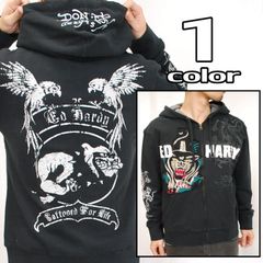 エドハーディーEd Hardy ジップアップパーカー y2k タトゥー - メルカリ