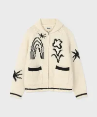 ファレット ドローイング ガーデン カウチン ニット ジップアップ アイボリー