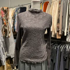 【東あずま店 併売品】 @ キヨコタカセ KIYOKOTAKASE lace レース 花柄 総柄 カットソー シャツ グレー 長袖 コムサ KT ギャバジン gabardine