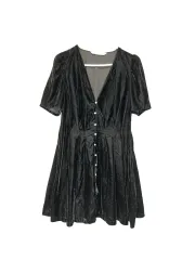 ZARA ザラ ツアーベルベット 半袖 ミニ ONE PIECE M ブラック