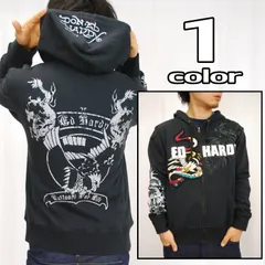 ED HARDY エドハーディー ジップパーカー スウェット プリント×刺繍 イーグル [A0CHDICO] B系 HIPHOP ヒップホップ ed hardy エド・ハーディーのサムネイル