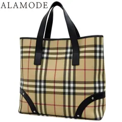 BURBERRY(バーバリー) ノバチェック ハンドバッグ ハンドバッグ トートバッグ PVC レザー ベージュ ブラック黒 レッド赤 シルバー金具 レディース 40802139008【中古】【アラモード】