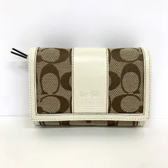 IT334701 コーチ 二つ折り財布 シグネチャー 41572 ベージュ/ホワイト レディース COACH 美品