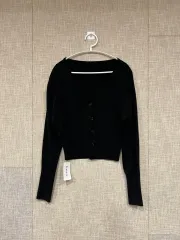 クロップド Vネック ニット カーディガン ブラック