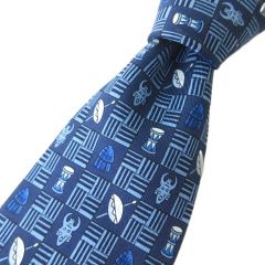 エルメス HERMES 7618TA シルク100 総柄 ネクタイ ネイビー 紺 - メルカリ