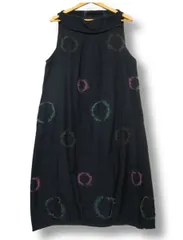 ◇【1点限り】【未使用】【日本製】センソユニコ io comme io イオコムイオ ノースリーブ マキシ丈ワンピース 和柄風水玉 ドットデザイン 黒 Mサイズ38 裏地あり 秋冬春用■管理番号L29633SSS26-251215-503（990）