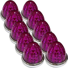 Customize 24V トラック用 LED マーカーランプ サイド 8面クリスタルカット仕様 16LED 汎用 10個セット (パープルレンズ)