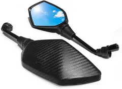 Archnote バイク ミラー 10mm カーボン 調 ブラック 左右 セット 汎用 サイドミラー オートバイ バックミラー カスタム 正ネジ 黒 M10 (カーボンブラック,  10mm(M10))