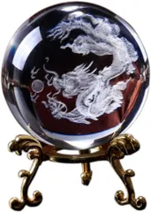 PLEAVIT 龍の玉 置物 風水 クリスタル 水晶 ドラゴン 縁起物 インテリアのサムネイル