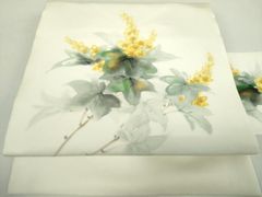 平和屋着物●塩瀬　九寸名古屋帯　作家物　手描き　枝花文　金彩　正絹　逸品　DABA1334ps 平和屋着物○塩瀬 九寸名古屋帯 作家物 手描き 枝花文 金彩 正絹 逸品