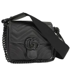 GUCCI 2WAYショルダーバッグ GGマーモント キルティング レザー ブラック 739681