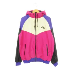 ナイキ NIKE AIR ジップアップパーカー ジャケット 前後ジップ 配色 ロゴ刺繍 L ピンク /AH18 ■GY17