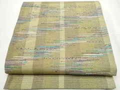 平和屋着物▽スリーシーズン　春夏秋　両面　太鼓柄袋帯　霞文　金糸　正絹　逸品　CABB0703hy