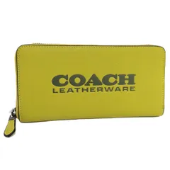 COACH ラウンドファスナー長財布 ロゴ レザー イエロー C6699