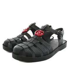 グッチ GUCCI グルカサンダル ストラップ ロゴ ラバー 33 黒 ブラック /AN18
