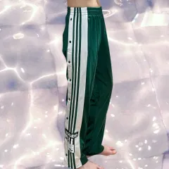 アディダス アディブレーキ 緑 ワイド スナップ ボタン トラック パンツ S