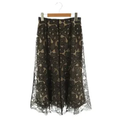 アナイ ANAYI 花柄レース スカート フレア ロング 38 ブラック モカ /DF ■OS